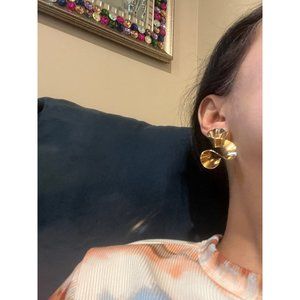 Big gold abstract statement earrings , large gold studs , huge gold wavy chunky